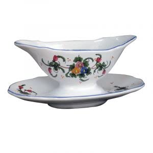 Salsiera con piastra in ceramica - Dimensioni: 9 × 15 cm h 10,9 cm - Made in Italy.