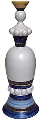 Ornamento a Forma di Donna Stilizzata in Ceramica Artistica Italiana con Decori Foglia Oro zecchino; Arredamento moderno per la casa