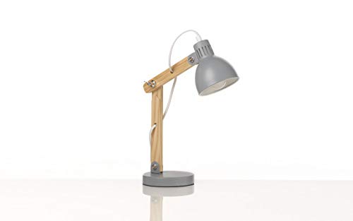 Lumetto in legno/metallo grigio - compatibile con lampadina classe: A, A+, A++