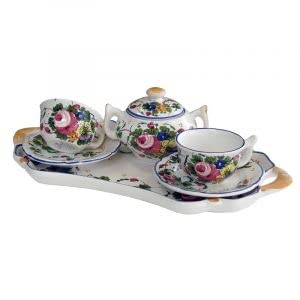 Servizio caffè con vassoio per due in ceramica - Made in Italy.