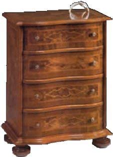 Dafne Italian Design Comodino -cm:L 60 P 35 H 78 cm - in noce - 4 cassetti - 100% Made in Italy -(DF18)