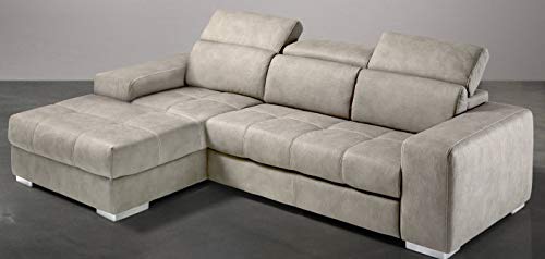 Dafnedesign.com - Divano angolare 3 posti - Colore: grigio chiaro - effetto nabuk - dimensioni: cm. 259 x 178 x 94h (STD)