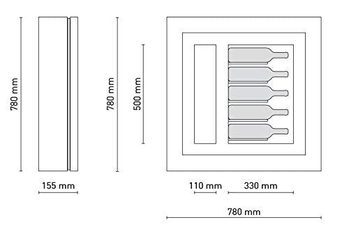 Cantinetta vino da parete per cinque bottiglie in orizzontale e due bicchieri orizzontali laterali per bottiglie H.328 D.90 mm - peso 30 kg. (SF00)