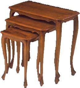 Dafne Italian Design Tris Tavolini -cm: L 58 P 34 H 58 cm - impilabili a matrioska - in noce - 100% Made in Italy -(DF18)