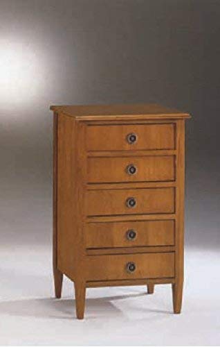 Dafne Italian Design Cassettiera -cm:L 56 P 38 H 96 cm - 5 cassetti - Stile classico e semplice - in noce - 100% Made in Italy -(DF18)