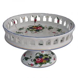 Alzatina forata in ceramica - Dimensioni: ø 19,8 cm - Made in Italy.