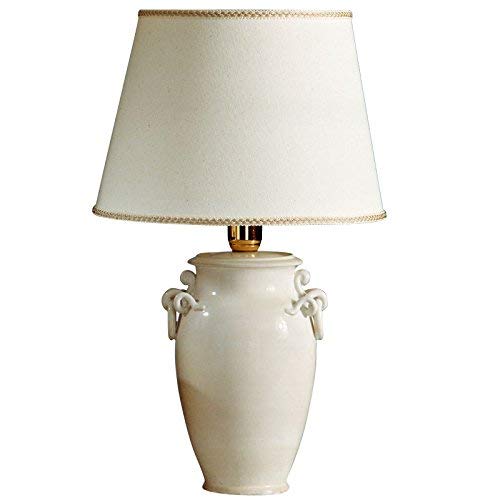 Dafne Italian Design Lampada con paralume da tavolo bianco antico in ceramica artistica di Castelli, Dimensioni: base h cm 29 - paralume � cm 35