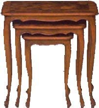 Dafne Italian Design Tris Tavolini -cm: L 58 P 34 H 58 cm - impilabili a matrioska - Decorazioni intarsio stile classico - Legno radica - 100% Made in Italy -(DF18)