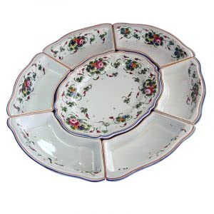 Antipastiera in ceramica 7 pezzi - Dimensioni: 23,6 × 50 cm - made in Italy.