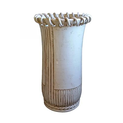 Portaombrelli in Ceramica Artistica Italiana Colore Bianco Antico. Dimensioni: h 49.784 ø 32.004 cm.