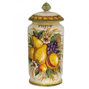 Vaso in ceramica con coperchio - Dimensioni: h 19,8 cm - Made in Italy.