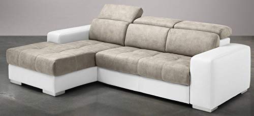 Dafnedesign.com - Divano angolare 3 posti - Colore: struttura similpelle bianca e seduta similpelle grigio chiaro - dimensioni: cm. 259 x 178 x 94h (STD)