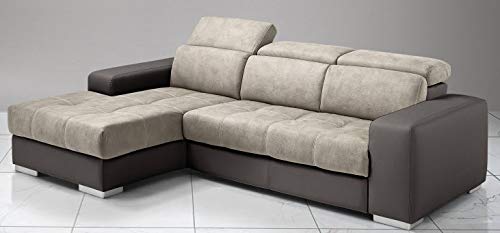 Dafnedesign.com - Divano angolare 3 posti - Colore: struttura similpelle effetto nabuk elefant e seduta similpelle grigio chiaro - dimensioni: cm. 259 x 178 x 94h (STD)