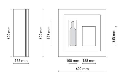 Cantinetta vino da parete per una bottiglia e vano neutro per 2 calici. / hpl Vetrocamera 20 mm . per bottiglia H324 D105 - peso 25 kg - (SF00)