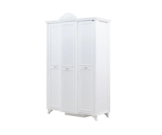Dafne Italian Design Armadio tre ante stile romantico Reyna colore bianco misura 134x209x61 cm.
