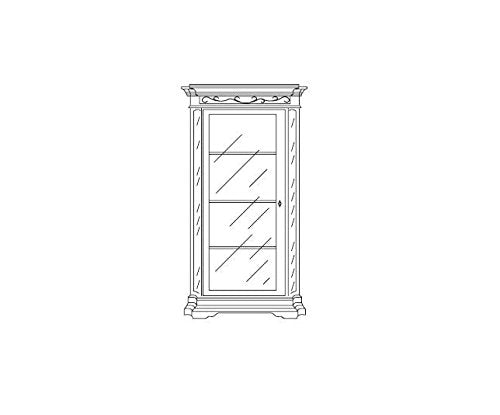 Dafne Italian Design Vetrina 1 anta, legno scuro,195X50X93, 50 Kg, legno massiccio impiallacciato naz.le 100% Made in Italy