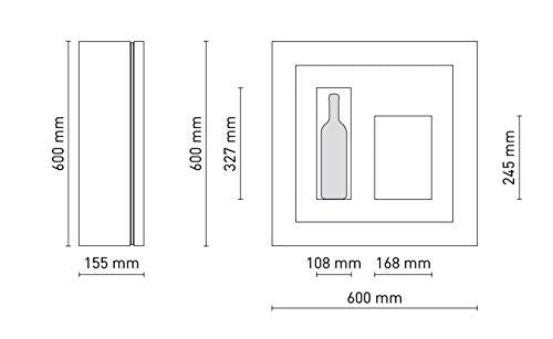 Cantinetta vino da parete per una bottiglia di vino e vano neutro per 2 calici. / hpl Vetrocamera 20 mm . per bottiglia H324 D105 - peso 25 kg - (SF00)