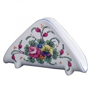 Portatovaglioli in ceramica triangolare - Dimensioni: 6,7 × 3,8 cm h 9,9 cm - Made in Italy.