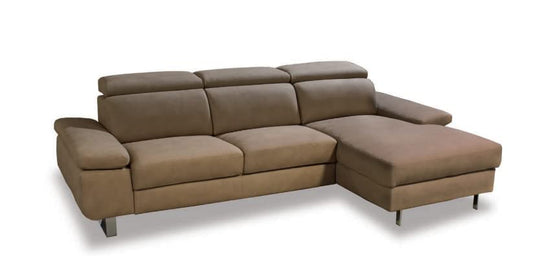 Dafne Italian Design Divano tre posti con chaise longue dx contenitore in tessuto color marrone - misure cm. L274x170 l 109 H 85 - Made in Italy