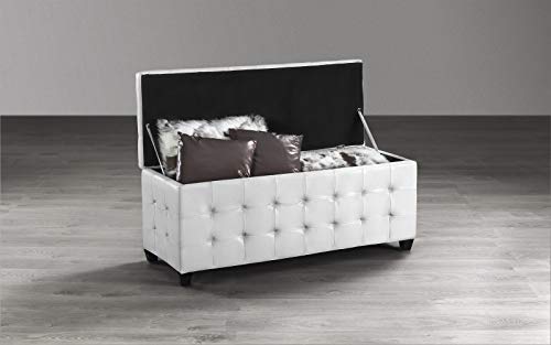Dafne Italian Design Panca con contenitore - bianco - cm. 134 x 50 x 54h - totalmente ricoperto in similpelle (STD)