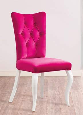 Dafne Italian Design Sedia scrivania, piedi in legno bianchi, imbottitura in stoffa colore Fuxia, 84X55x56.