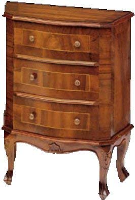 Dafne Italian Design Comodino -cm:L 68 P 36 H 75 cm - in noce - 3 cassetti - 100% Made in Italy -(DF18)