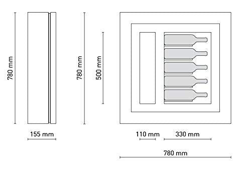 Cantinetta vino da parete per cinque bottiglie in orizzontale e due bicchieri orizzontali laterali per bottiglie H.328 D.90 mm - peso 30 kg. (SF00)