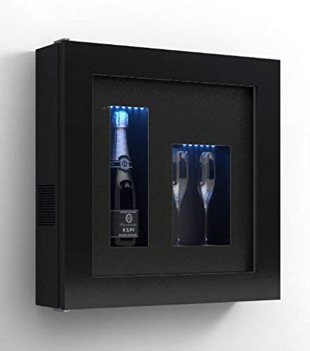 Cantinetta vino da parete per una bottiglia e vano neutro per 2 calici. / hpl Vetrocamera 20 mm . per bottiglia H324 D105 - peso 25 kg - (SF00)