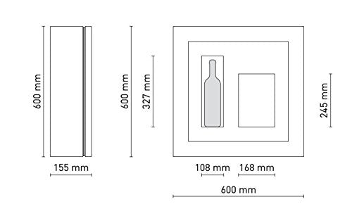 Cantinetta vino da parete per una bottiglia e vano neutro per 2 calici. / hpl Vetrocamera 20 mm . per bottiglia H324 D105 - peso 25 kg - (SF00)