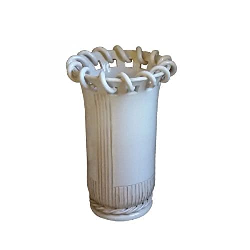 Portafiori in Ceramica Artistica Italiana, Colore Bianco Antico. Dimensioni: h 29.972 ø 19.812 cm.