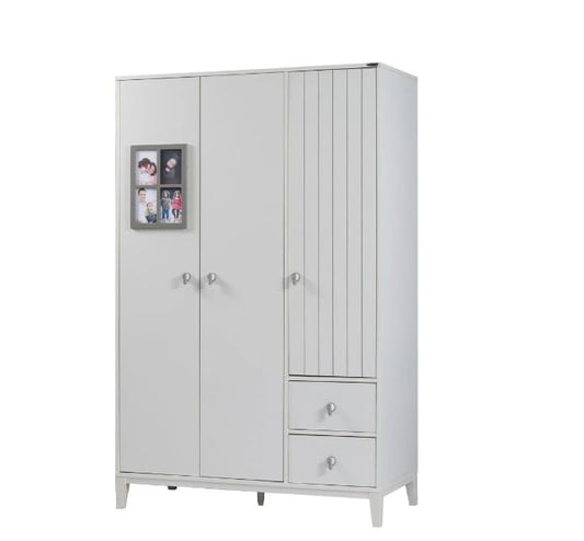 Dafne Italian Design Armadio tre ante e due cassetti Luca colore bianco misura cm.127x200x58