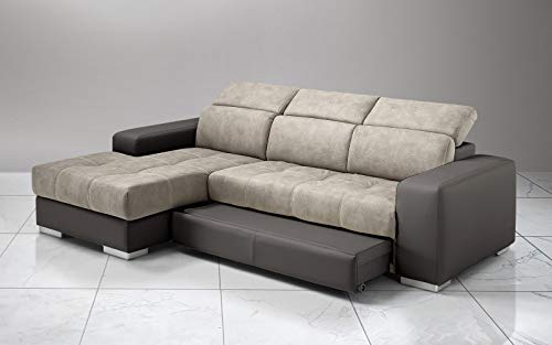 Dafnedesign.com - Divano angolare 3 posti - Colore: struttura similpelle effetto nabuk elefant e seduta similpelle grigio chiaro - dimensioni: cm. 259 x 178 x 94h (STD)