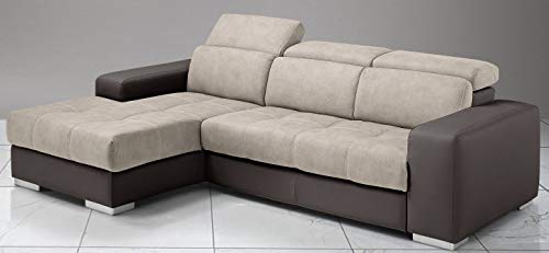 Dafnedesign.com - Divano angolare 3 posti - Colore: struttura similpelle marrone similpelle beige - dimensioni: cm. 259 x 178 x 94h (STD)