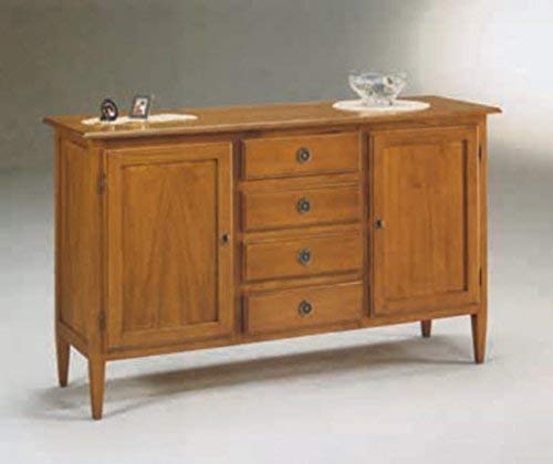 Dafne Italian Design Credenza 2 porte e 4 cassetti -cm: L 158 P 46 H 94 cm - in noce - 100% Made in Italy -(DF18)