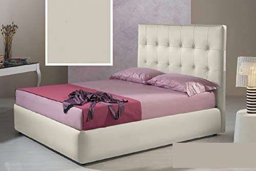 Dafne Italian Design Letto una piazza e mezza contenitore, similpelle lavabile, colore grigio chiaro - Dimensioni: Larghezza 136 x 210 x H 140 cm - per materasso 120 x 190. - 100% Made in Italy (SFI)