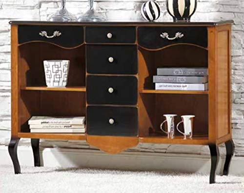 Dafne Italian Design Libreria da Studio in Noce Laccato Nero, Stile Classico (cm. L. 120 - H. 87 - P. 36) (TVG)