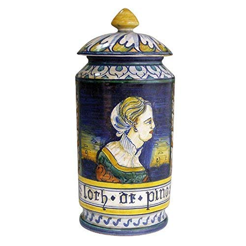 Dafne Italian Design Simonetti Vaso dipinto a mano in ceramica artistica di Castelli Italia H cm 25 Serie Orsini Colonna