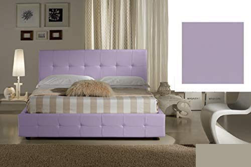 Dafne Italian Design Letto una piazza e mezza contenitore, similpelle lavabile, colore viola glicine - Dimensioni: Larghezza 136 x 220 x H 100 cm - per materasso 120 x 200. - 100% Made in Italy (SFI)
