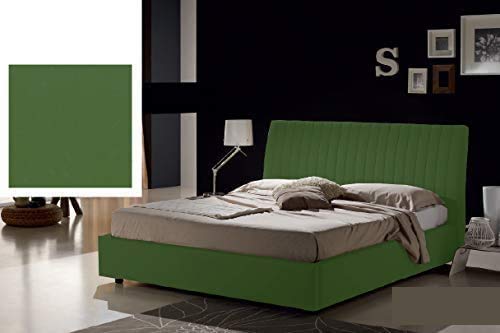 Dafne Italian Design Letto matrimoniale contenitore, similpelle lavabile, colore verde scuro - Dimensioni: Larghezza 178 x 228 x H 110 cm - per materasso 160 x 200. - 100% Made in Italy (SFI)