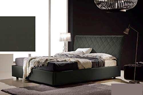 Dafne Italian Design Letto una piazza e mezza contenitore, similpelle, trapuntato, nero - 138x228x110 cm - per materasso 120x200-100% Made in Italy