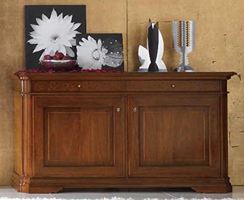 Credenza 2 ante, legno scuro, 105X55X192,5, 92 Kg, Struttura: piano legno massiccio impiallacciato con noce naz.le-Ante: telaio massiccio impiallacciato con noce naz.le 100 % Made in Italy