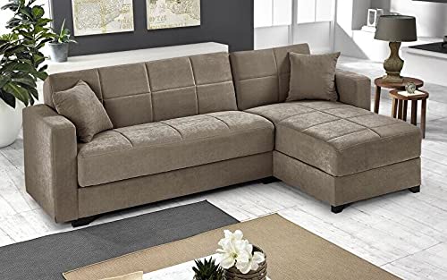 Dafne Italian Design Divano letto angolare 2 posti - Tessuto lam elephant - penisola destra - (cm. 225 x 158 x 86h)