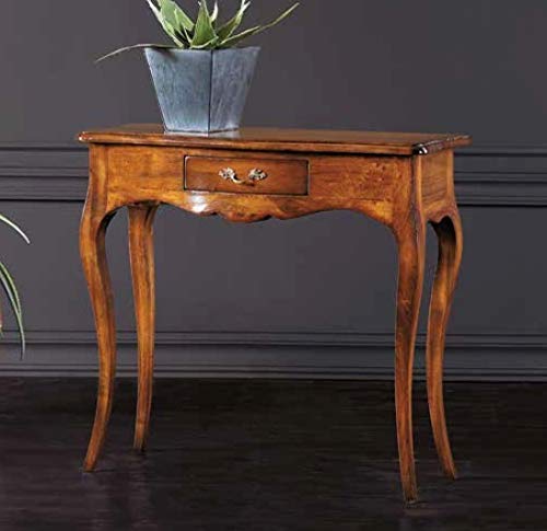 Dafne Italian Design 1 Consolle, un cassetto, noce scuro -cm: 105 cm - 40 cm - H 88 cm. Stile classico. Gambe in massello toulipier - 100% Made in Italy (GF17)