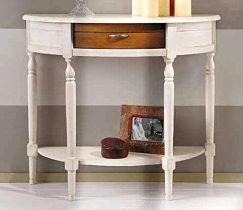 Dafne Italian Design Consolle, un cassetto, colore bianco enoce scuro -cm: 88 cm - 40 cm - H 76 cm.Stile classico - 100% Made in Italy (GF17)