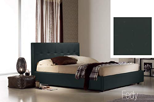 Dafne Italian Design Letto contenitore matrimoniale, similpelle lavabile, colore nero - 176x210x100 cm - per materasso 160x190.- 100% Made in Italy