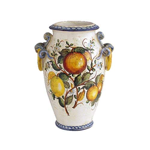 Vaso per fiori dipinto a mano in ceramica artistica di Castelli Italia - Codice: MD-15 Collezione: Arte dell'arredo - Mediterranea Dimensioni: h cm 36 x � cm 25 - Descrizione: Vaso con torciglioni