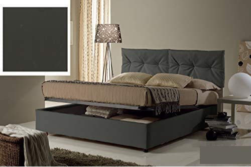 Dafne Italian Design Letto una piazza e mezza contenitore, similpelle lavabile nero -134 x 205 x H 102 cm - per materasso 120 x 190-100% Made in Italy (SFI)