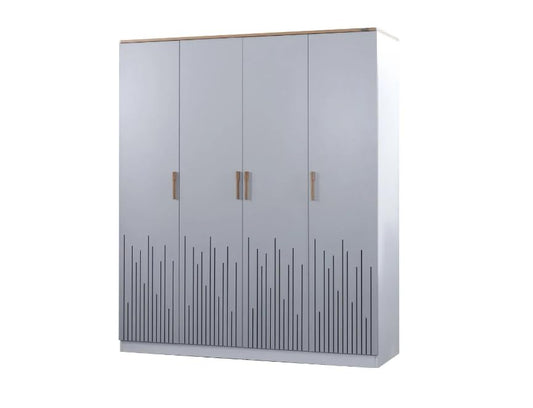Dafne Italian Design Armadio quattro ante Lukas colore bianco e legno chiaro misura cm.179x209x61