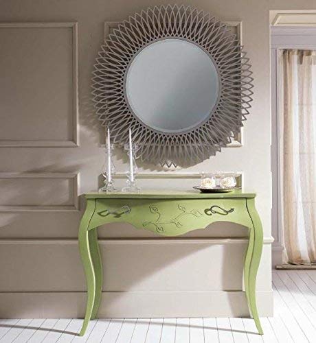 Dafne Italian Design Consolle verde chiaro, 99x47x130, 40 Kg, Piano: legno impiallacciato noce nazionale-ebano. Ante curvato impiallacciato noce nazionale - ebano. Piedi: legno di tiglio