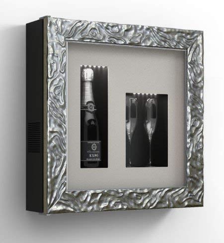 Cantinetta vino da parete per una bottiglia e vano neutro per 2 calici. / hpl Vetrocamera 20 mm . per bottiglia H324 D105 - peso 25 kg - (SF00)